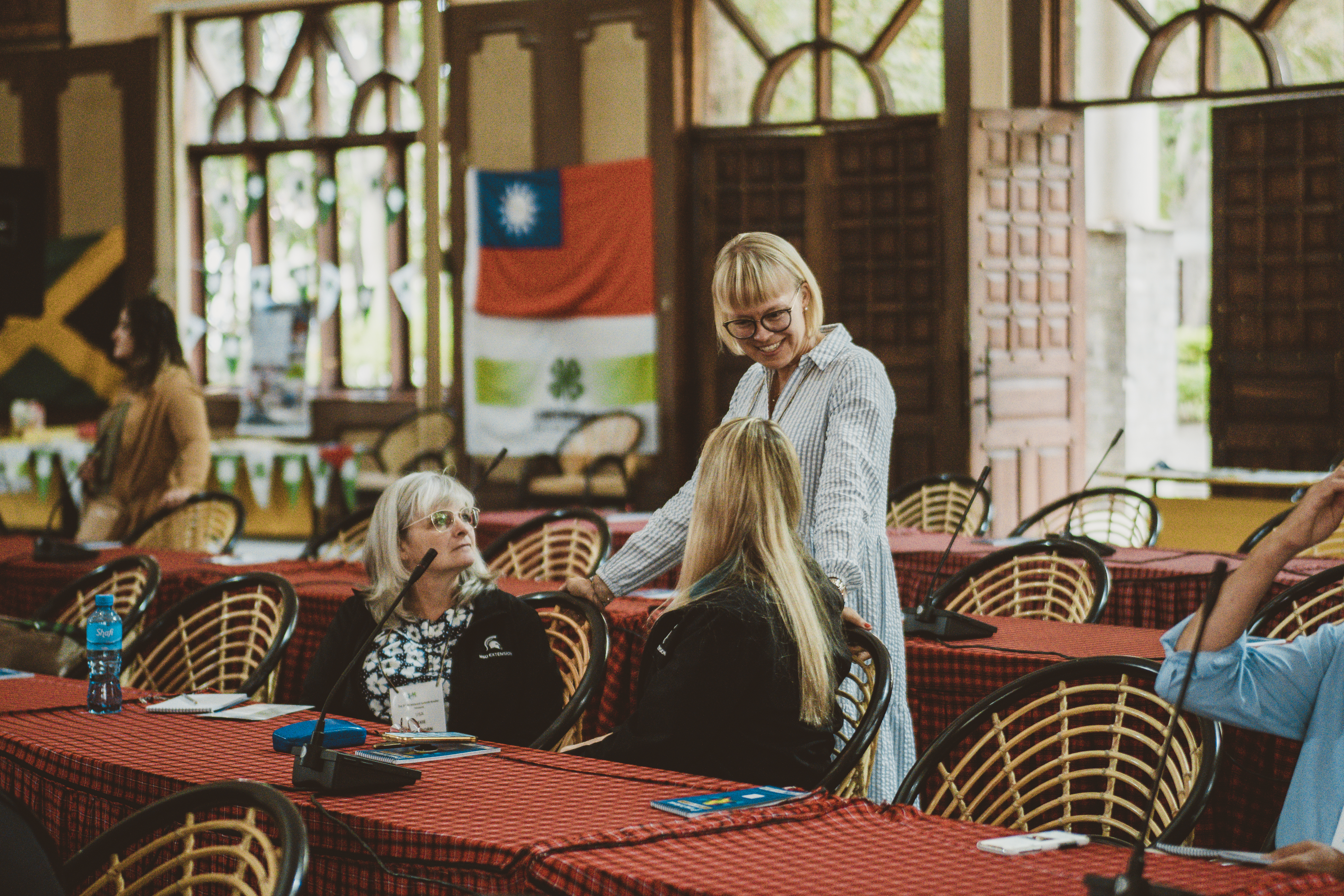 A group of people networking in Tanzania. 